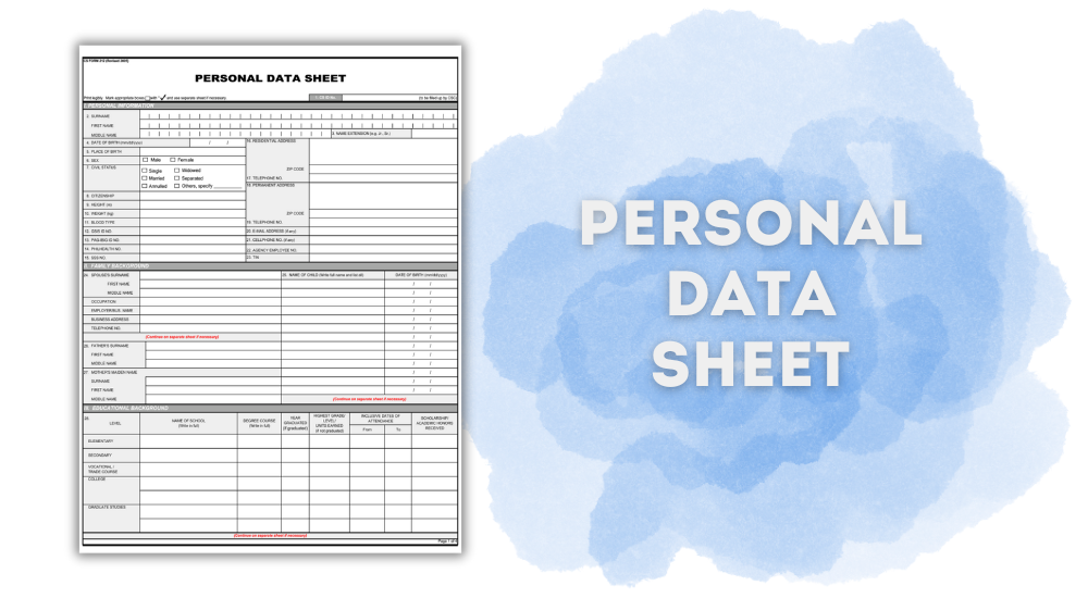 personal data sheet template